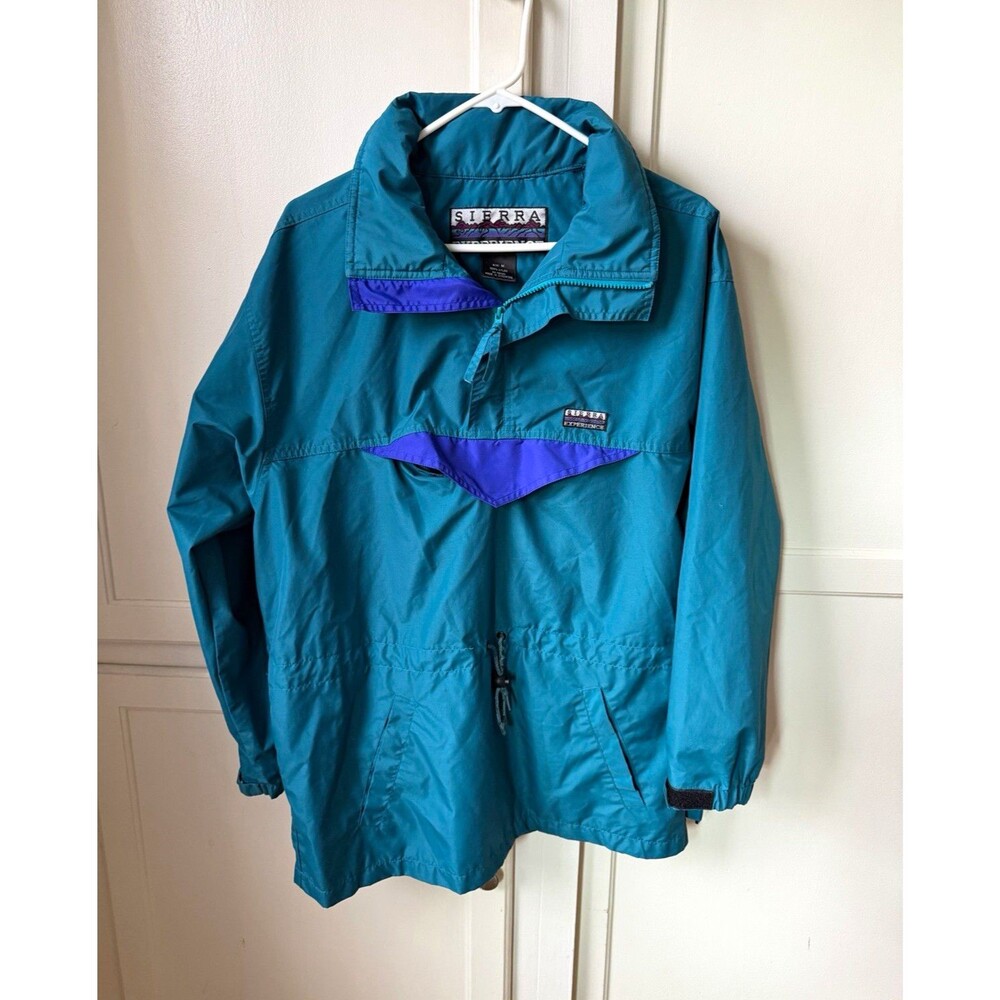 Vintage 90s Sierra Experience Windbreaker Mens M Teal Purple Hooded Anorak